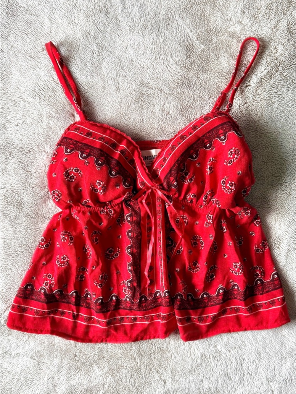 Red “Bandana” Printed Spaghetti Strap Tank Top